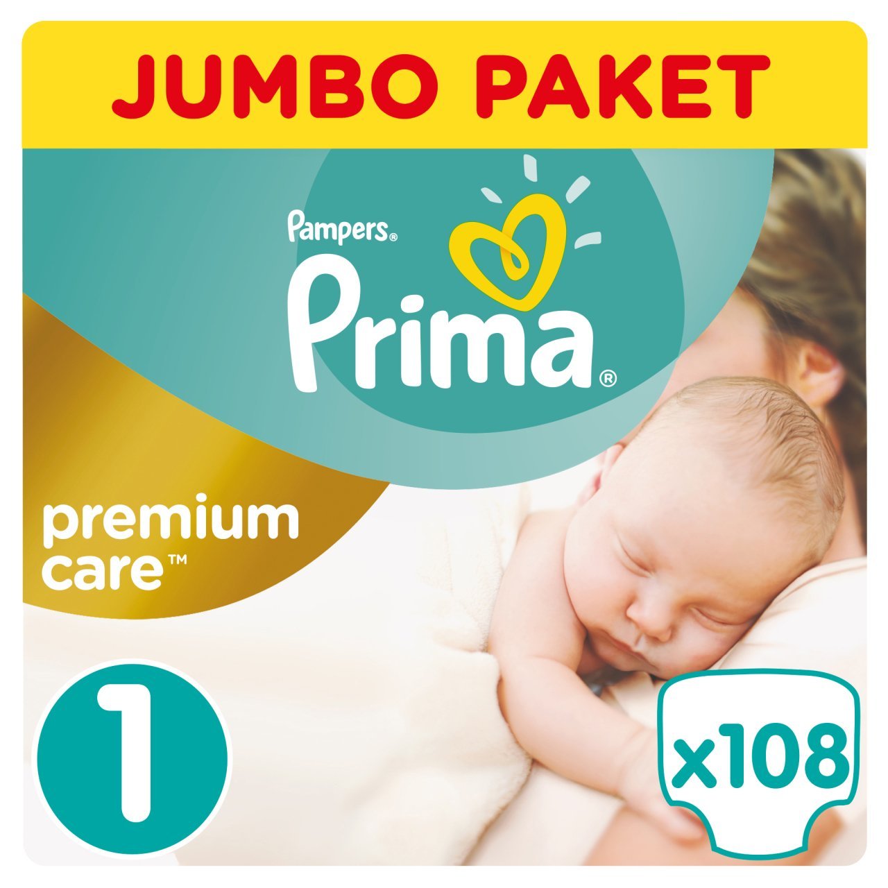 Prima Bebek Bezi Premium Care 1 Beden Yenidoğan Jumbo Paket 108 Adet