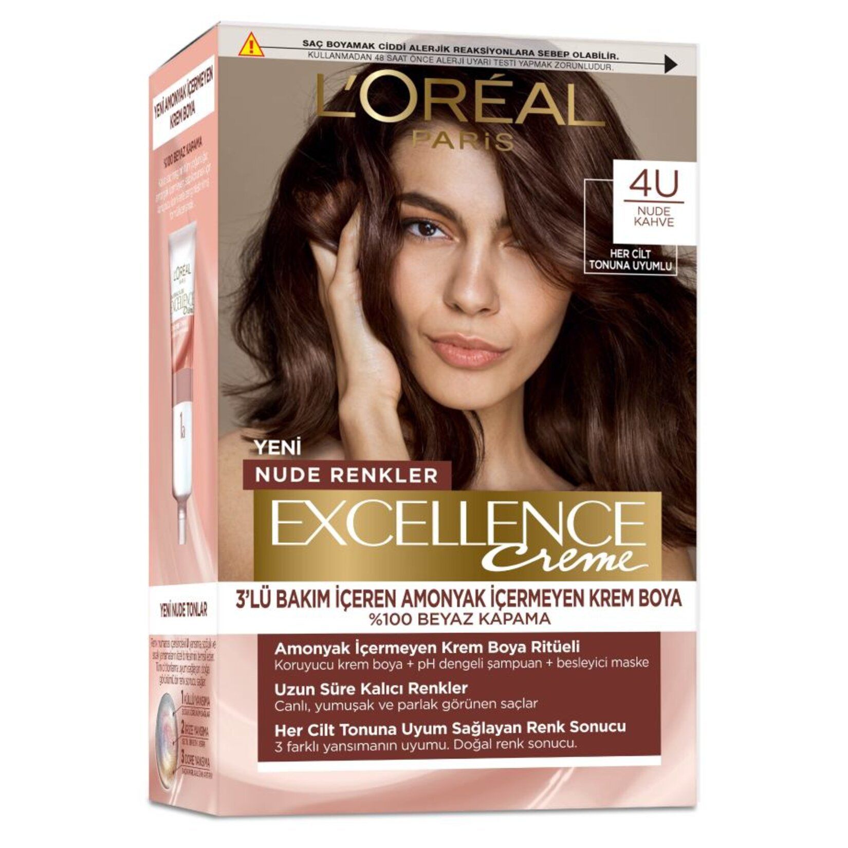 L’Oréal Paris Excellence Creme Nude Renkler Saç Boyası – 4U Nude Kahve