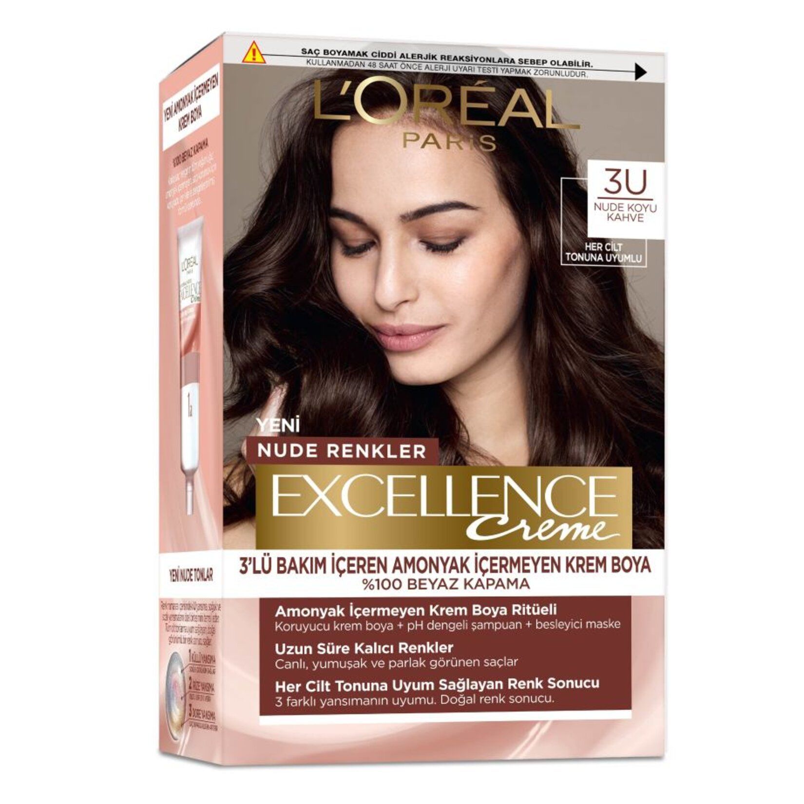 L’Oréal Paris Excellence Creme Nude Renkler Saç Boyası – 3U Nude Koyu Kahve