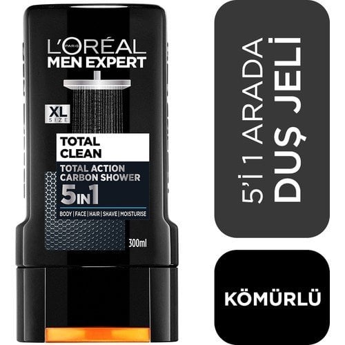 L'Oréal Paris Men Expert Total Clean 5'i 1 Arada Kömürlü Duş Jeli 300 ml
