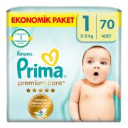 Prima Bebek Bezi Premium Care Yeni Doğan 1 Numara 70'li 2-5 kg Ekonomik Paket