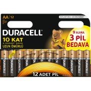 Duracell AA Kalem Pil (9+3) 12'li Paket