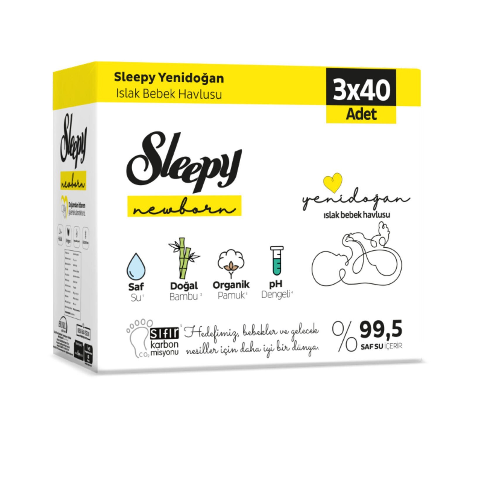 Sleepy Natural Yenidoğan Islak Havlu 3x40 Adet