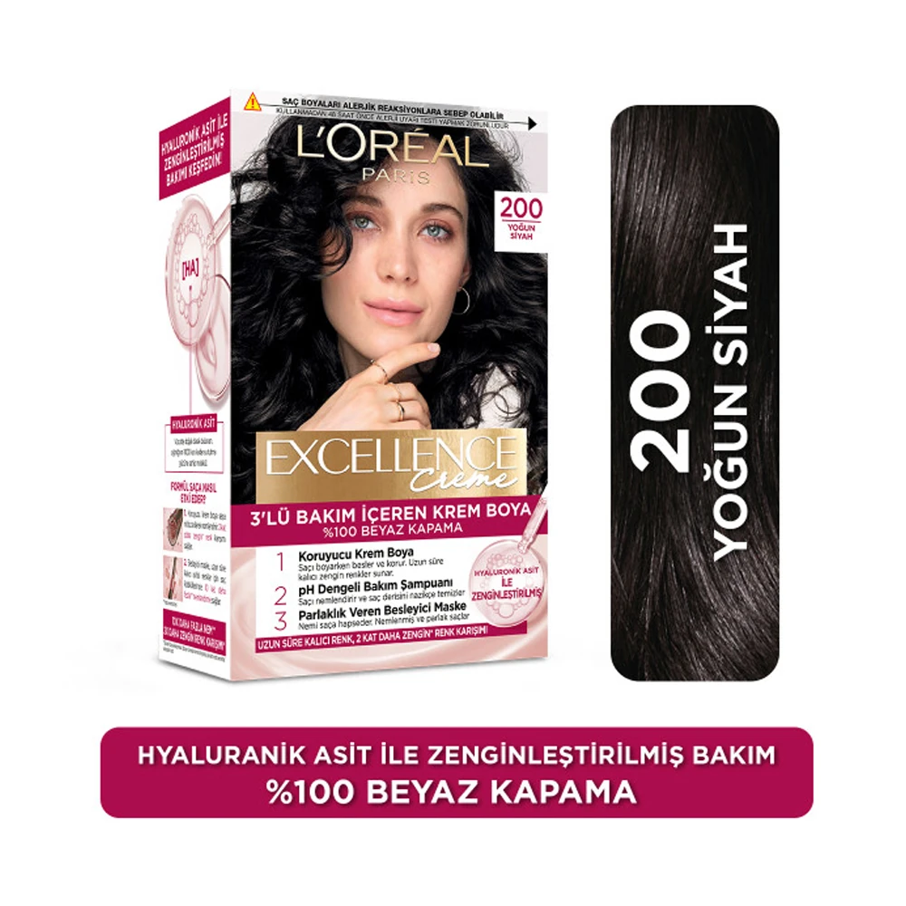 L'Oréal Paris Excellence Pure Blond Saç Boyası 200 Yoğun Siyah