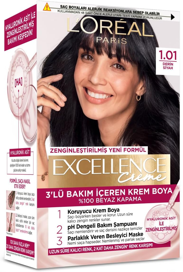 L'Oréal Paris Excellence Creme Saç Boyası 1.01 - Derin Siyah
