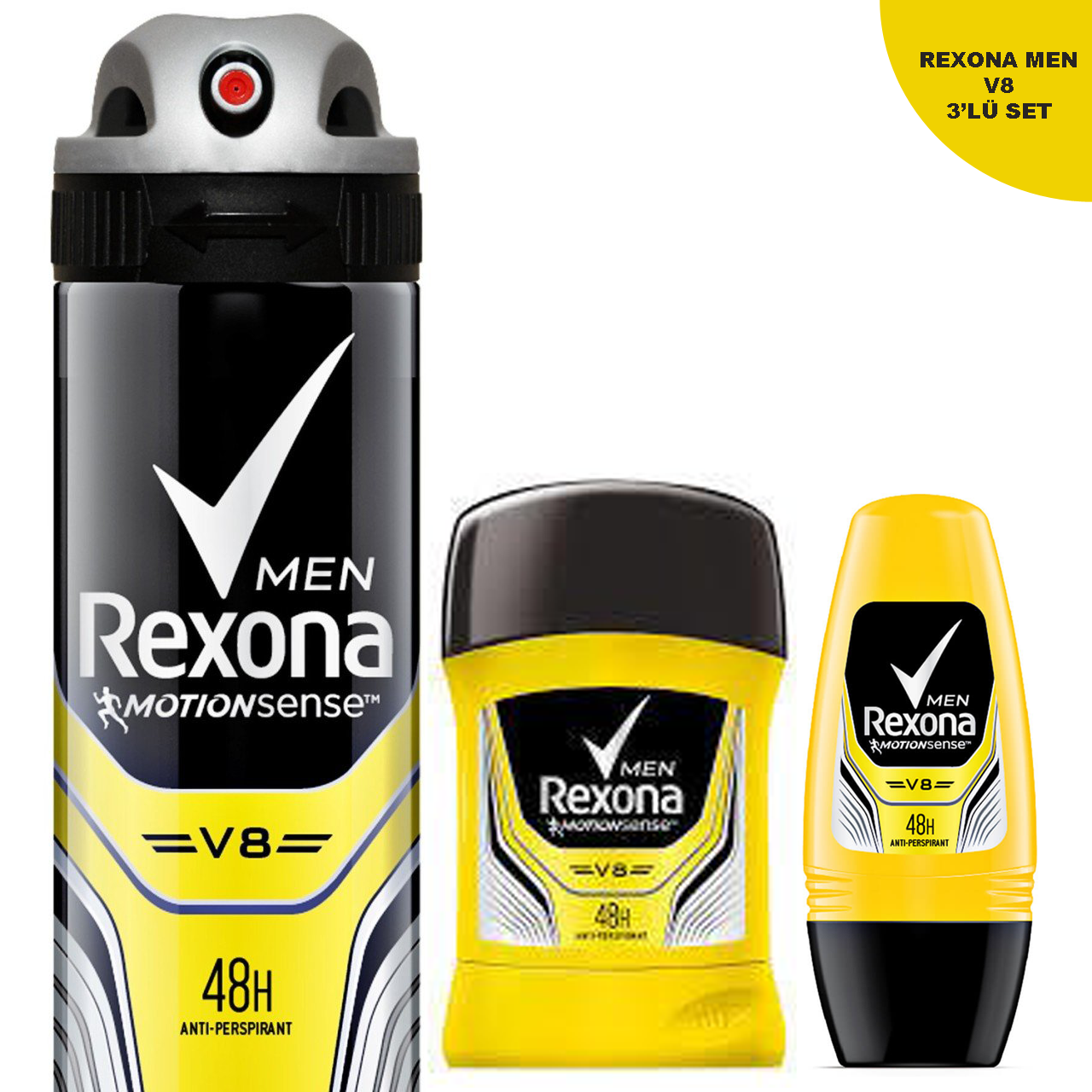 Rexona Men Deodorant V8 3'lü Set