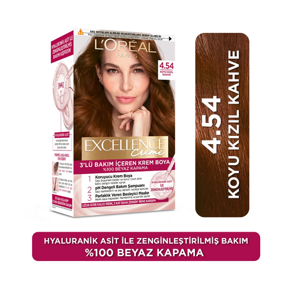 L'Oréal Paris Excellence Creme Saç Boyası 4.54 Koyu Kızıl Kahve