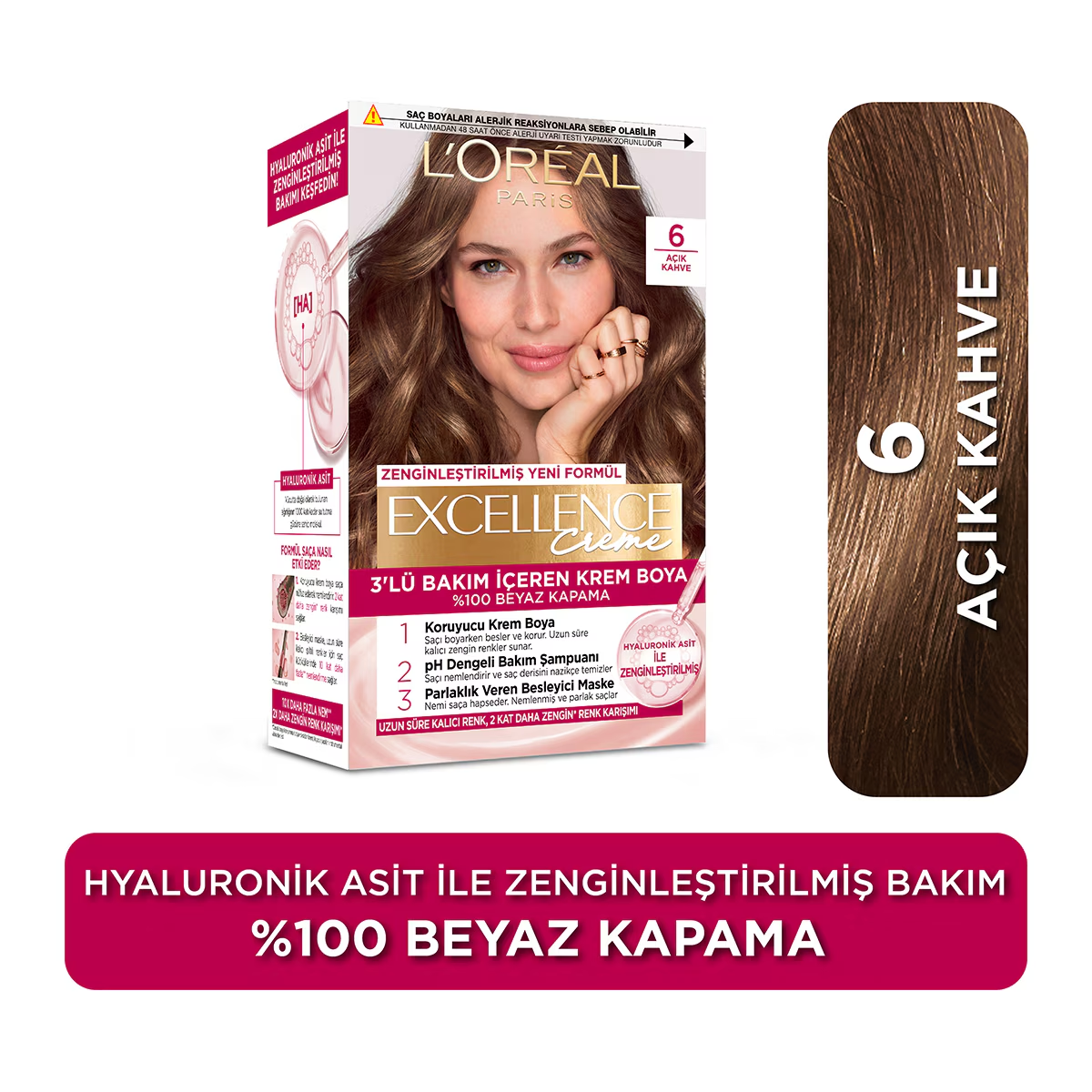 L'Oréal Paris Excellence Creme Saç Boyası 6 Açık Kahve