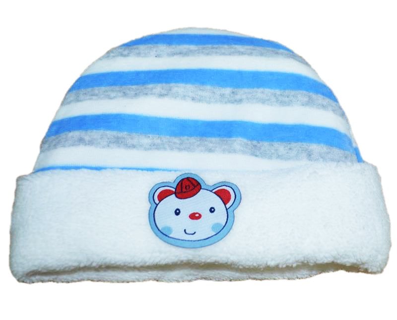 Akyüz Bebe Kadife Çizgili Versof Bere - Mavi