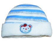 Akyüz Bebe Kadife Çizgili Versof Bere - Mavi