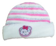 Akyüz Bebe Kadife Çizgili Versof Bere - Pembe