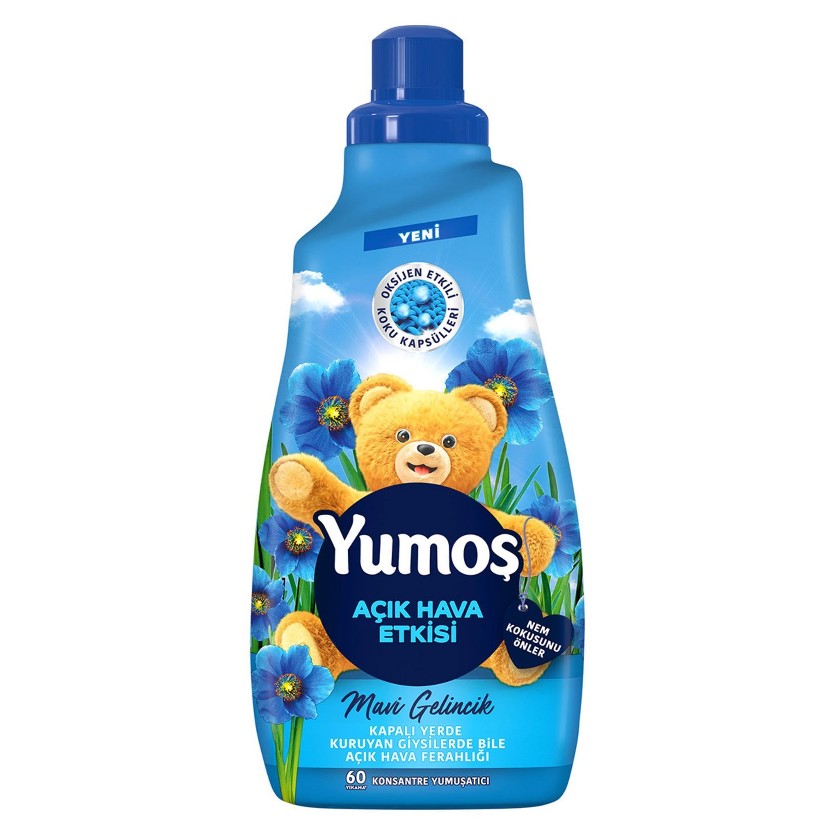 Yumoş Açık Hava Etkisi Konsantre Çamaşır Yumuşatıcısı Mavi Gelincik 1440 ml
