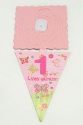 1.Yaş Günüm Temalı Kağıt Uzar Süs - Pembe