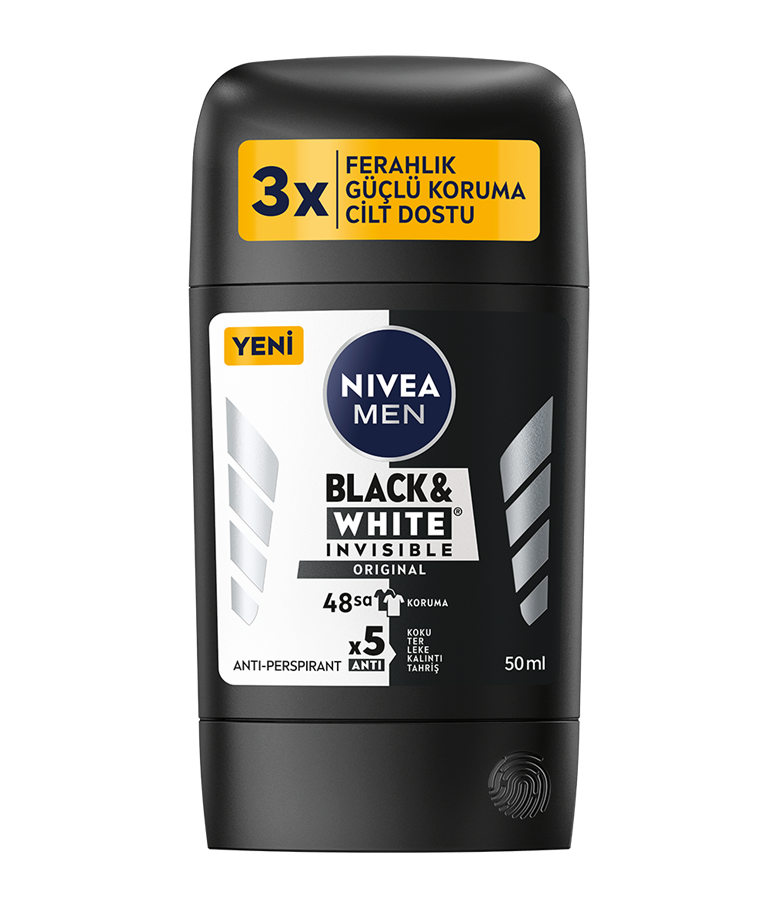 Nivea Men Erkek Stick Deodorant Black & White Invisible Original 48 Saat Anti-Perspirant Koruma 50 ml