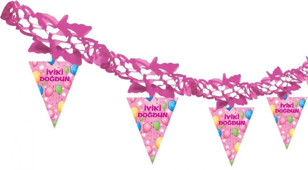 İyiki Doğdun Temalı Kağıt Uzar Süs - Pembe