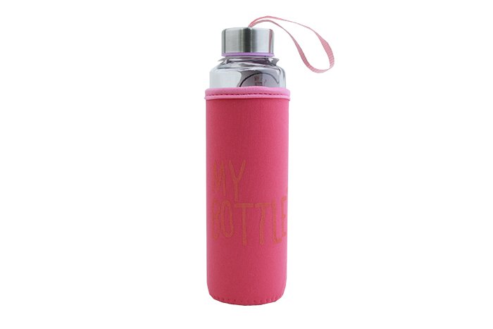 My Bottle Kılıflı Cam Matara 470 ml Pembe