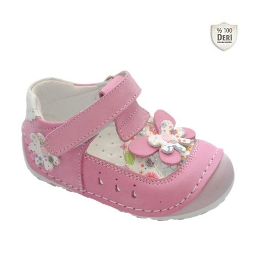 Minican Ortopedik İlk Adım Deri Kız Bebe Ayakkabı - Pembe-Beyaz
