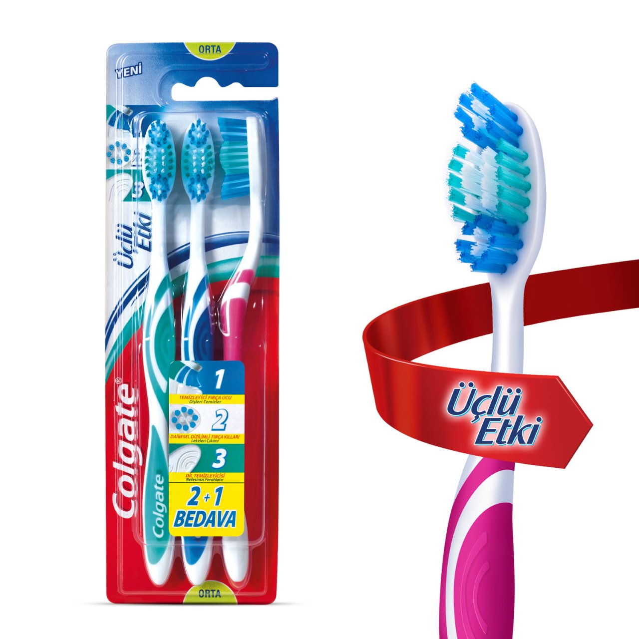 Colgate Diş Fırçası Üçlü Etki 2+1 - Orta