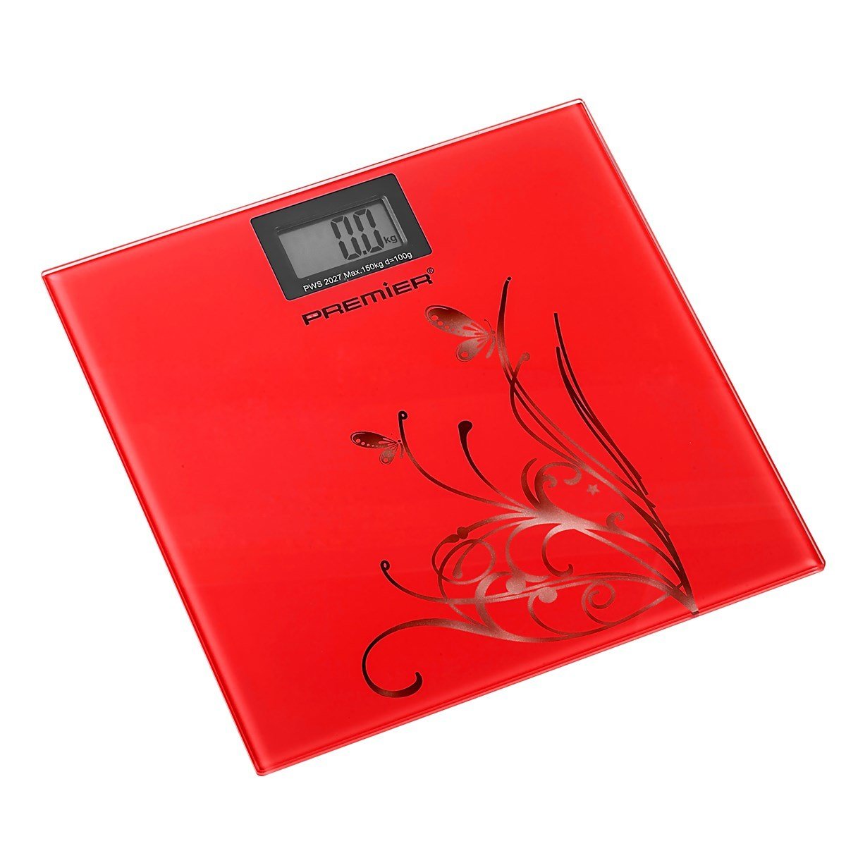Premier PWS 2027 Desenli Dijital Cam Baskül Kırmızı