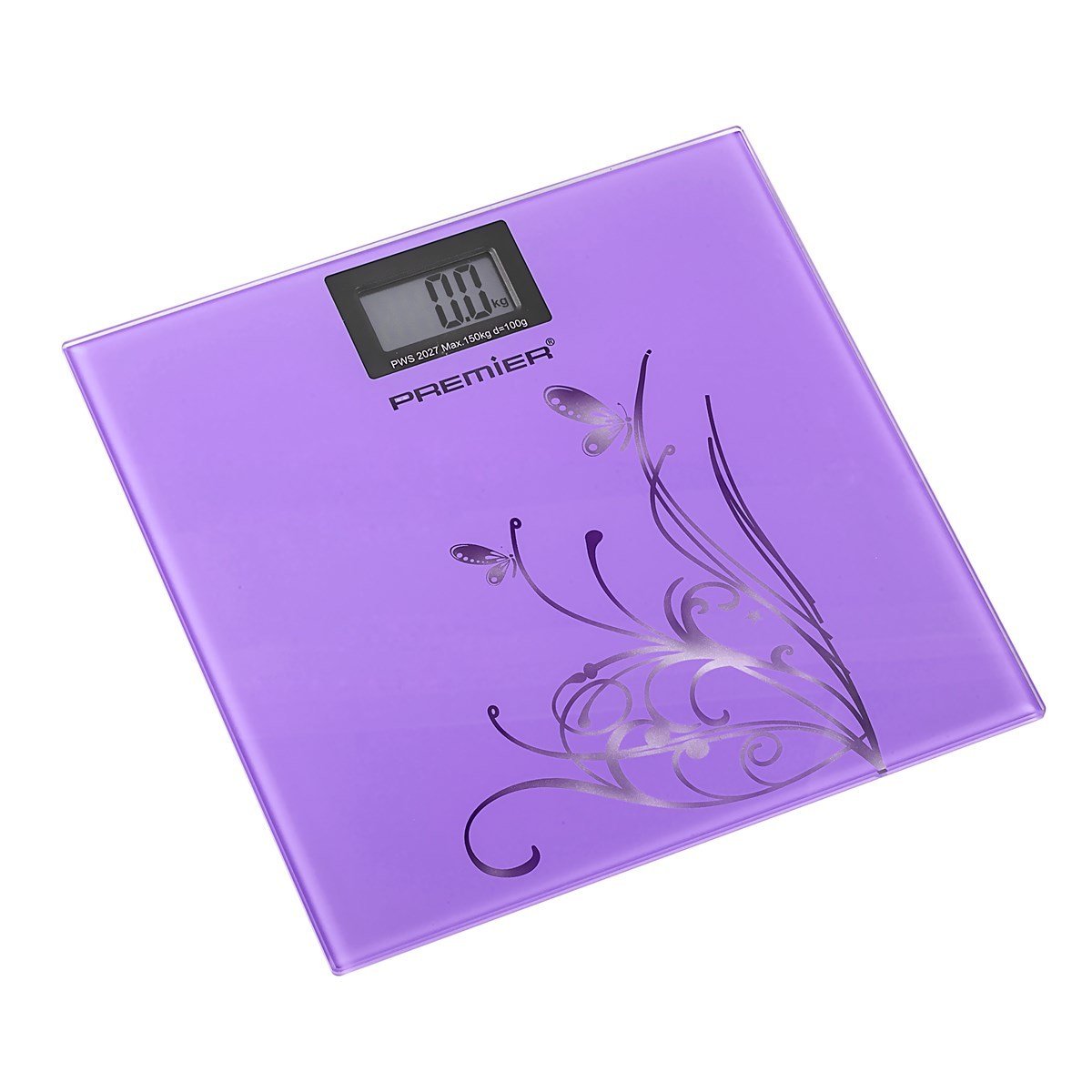 Premier PWS 2027 Desenli Dijital Cam Baskül Lila