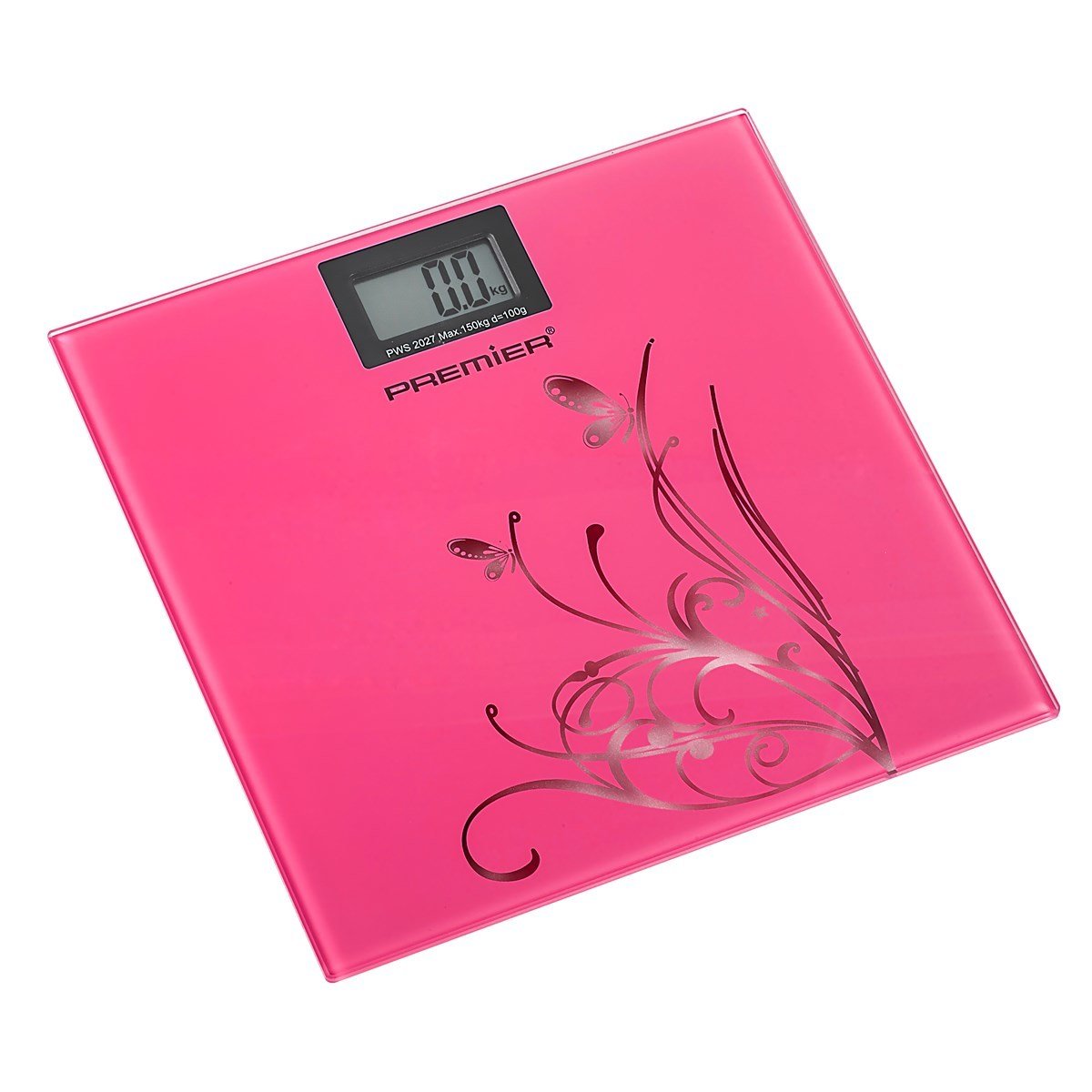 Premier PWS 2027 Desenli Dijital Cam Baskül Pembe
