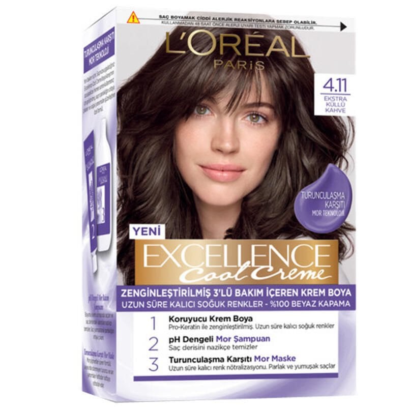 L'Oreal Paris Excellence Cool Creme Saç Boyası 4.11 - Ekstra Küllü Kahve