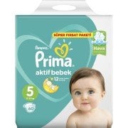 Prima Bebek Bezi Aktif Bebek 5 Beden Junior Süper Fırsat Paketi 60 Adet