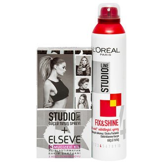 L'Oreal Paris Studıo Lıne Fix & Shine Sabitleyici Saç Spreyi 300 ml + 3 Mucizevi Kil Şampuan Hediyeli