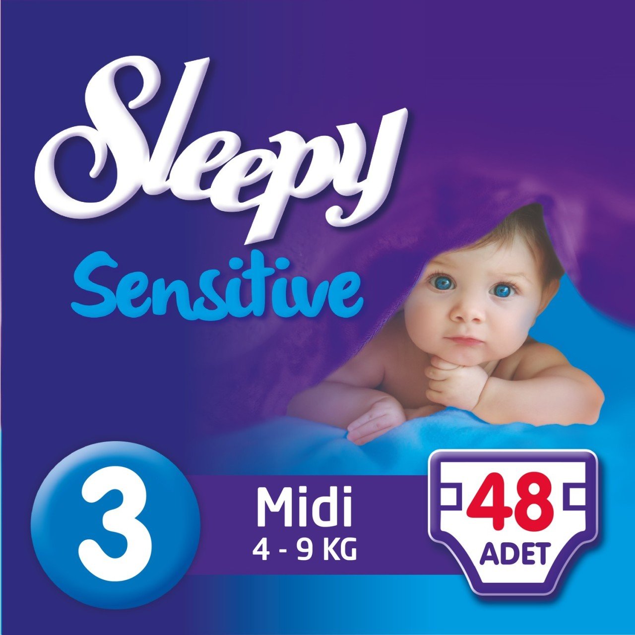 Sleepy Sensitive Bebek Bezi 3 Beden Midi Jumbo Paket 48 Adet