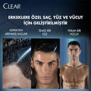 Clear Men 3in1 Şampuan & Duş Jeli Arındırıcı Kömür Saç Yüz Vücut İçin 350 ml