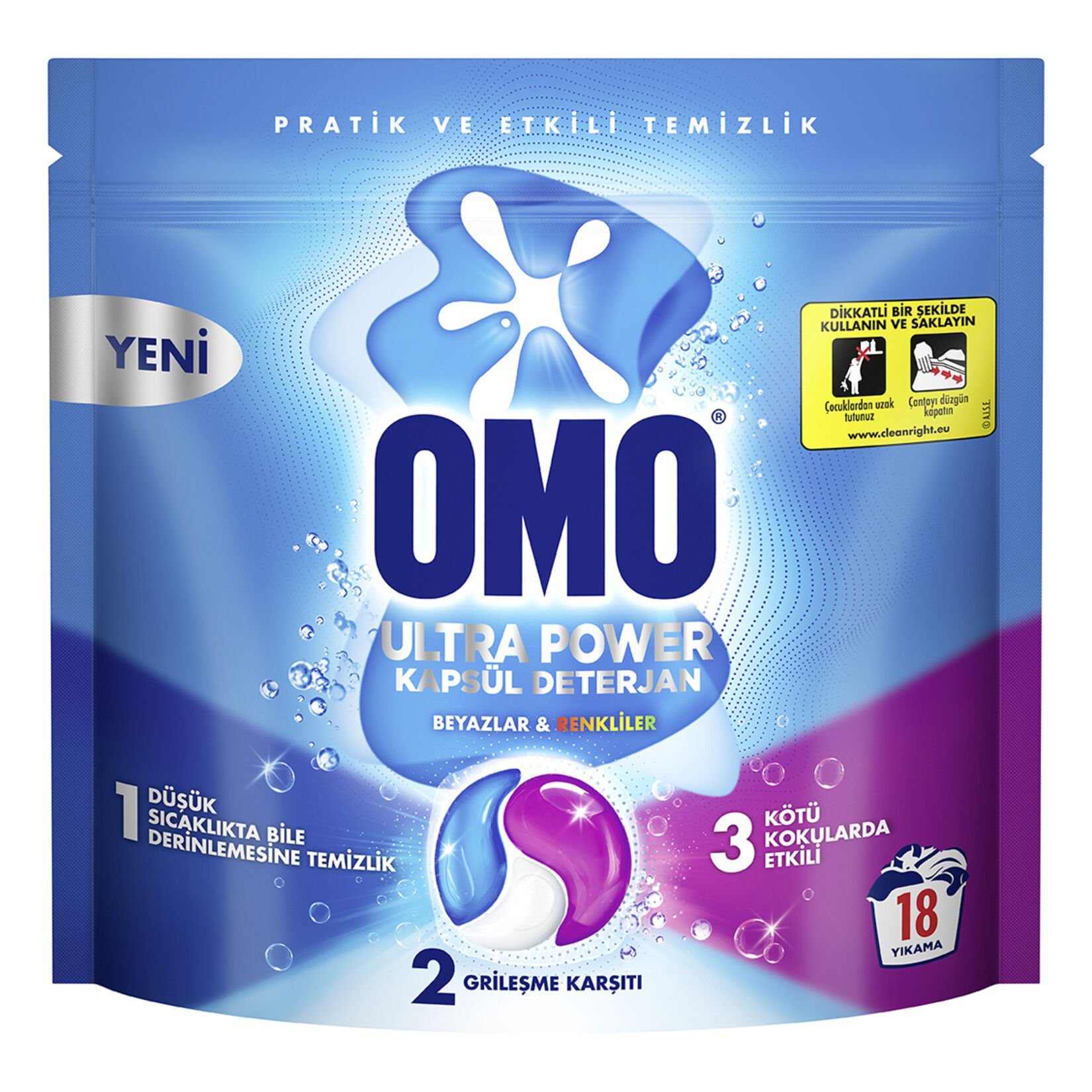 Omo Ultra Power Kapsül Deterjan 18 Kapsül 234 G