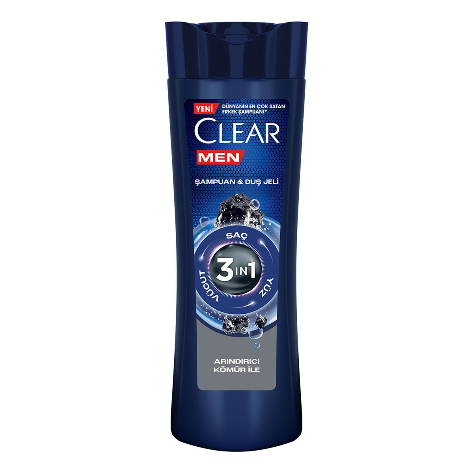 Clear Men 3 in 1 Şampuan & Duş Jeli Arındırıcı Kömür Saç Yüz Vücut İçin 350 ml