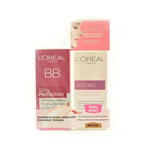 L'oreal Paris BB Krem Orta Ton + 3 Etkili Makyaj Temizleme Suyu