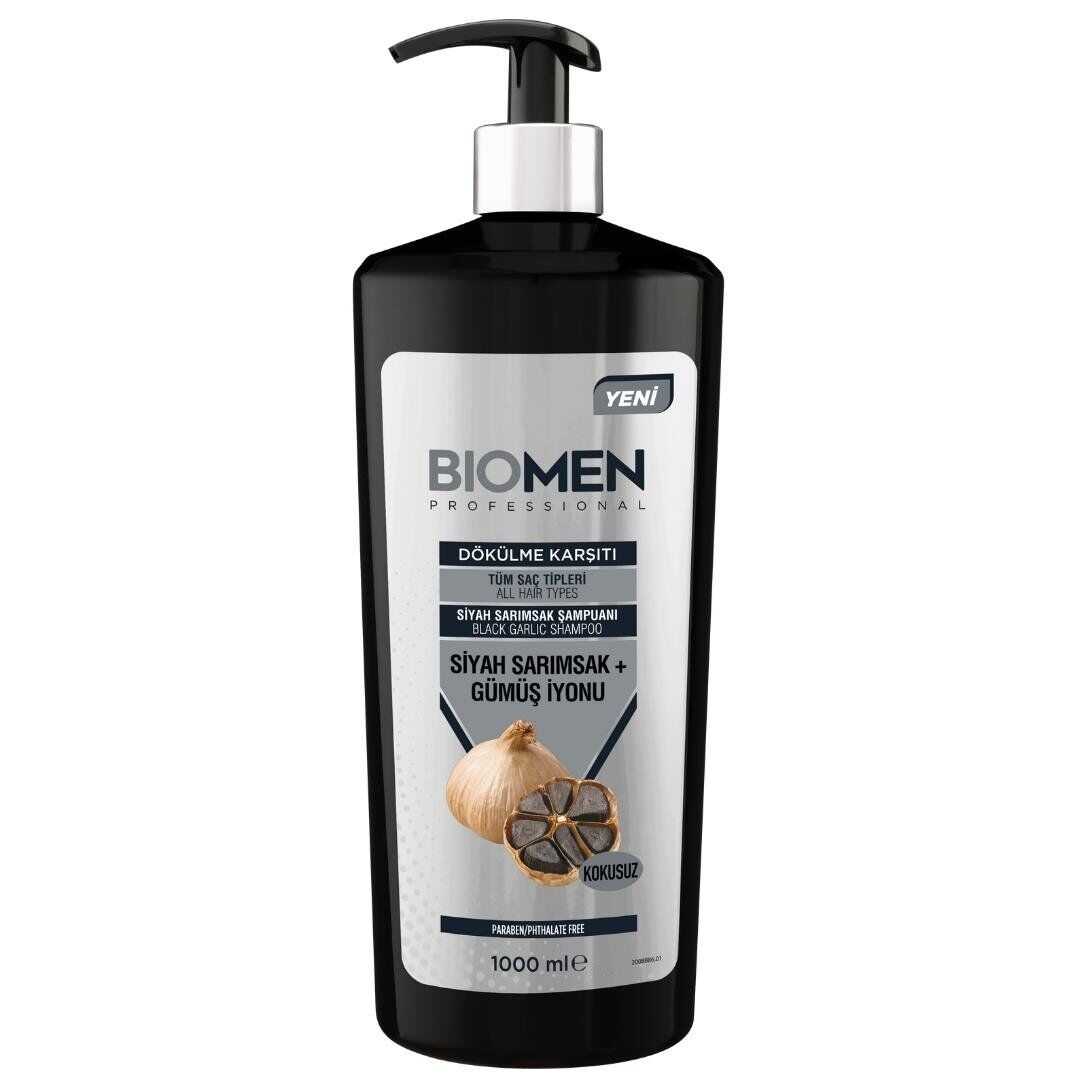 Biomen Professional Dökülme Karşıtı Siyah Sarımsak ve Gümüş İyonu İçeren Şampuan 1000 ml