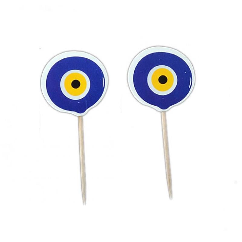 Nazar Boncuğu Baskılı Ahşap Kürdan ( 20 Adet )