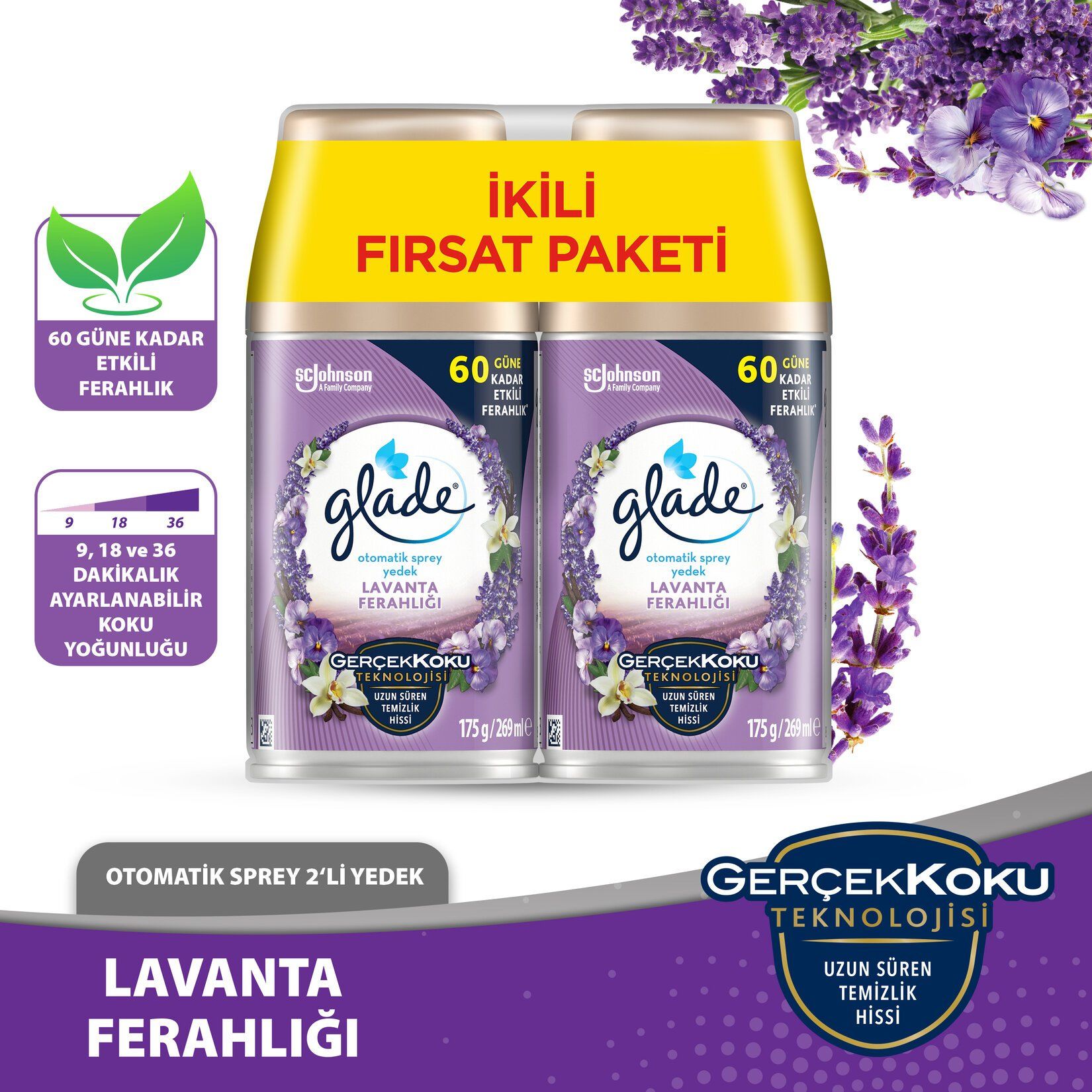 Glade Otomatik Sprey 2'li Yedek Lavanta Ferahlığı 2x269ml