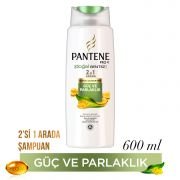 Pantene 2'si 1 Arada Şampuan ve Saç Bakım Kremi Doğal Sentez Güç ve Parlaklık 600 ml