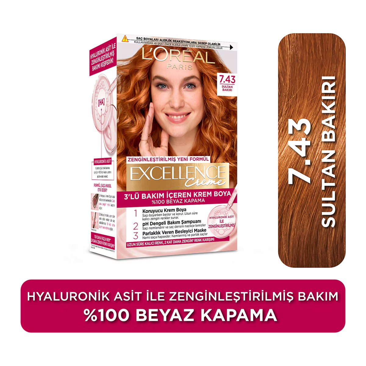 L'Oreal Paris Excellence Creme Saç Boyası 7.43 Sultan Bakırı