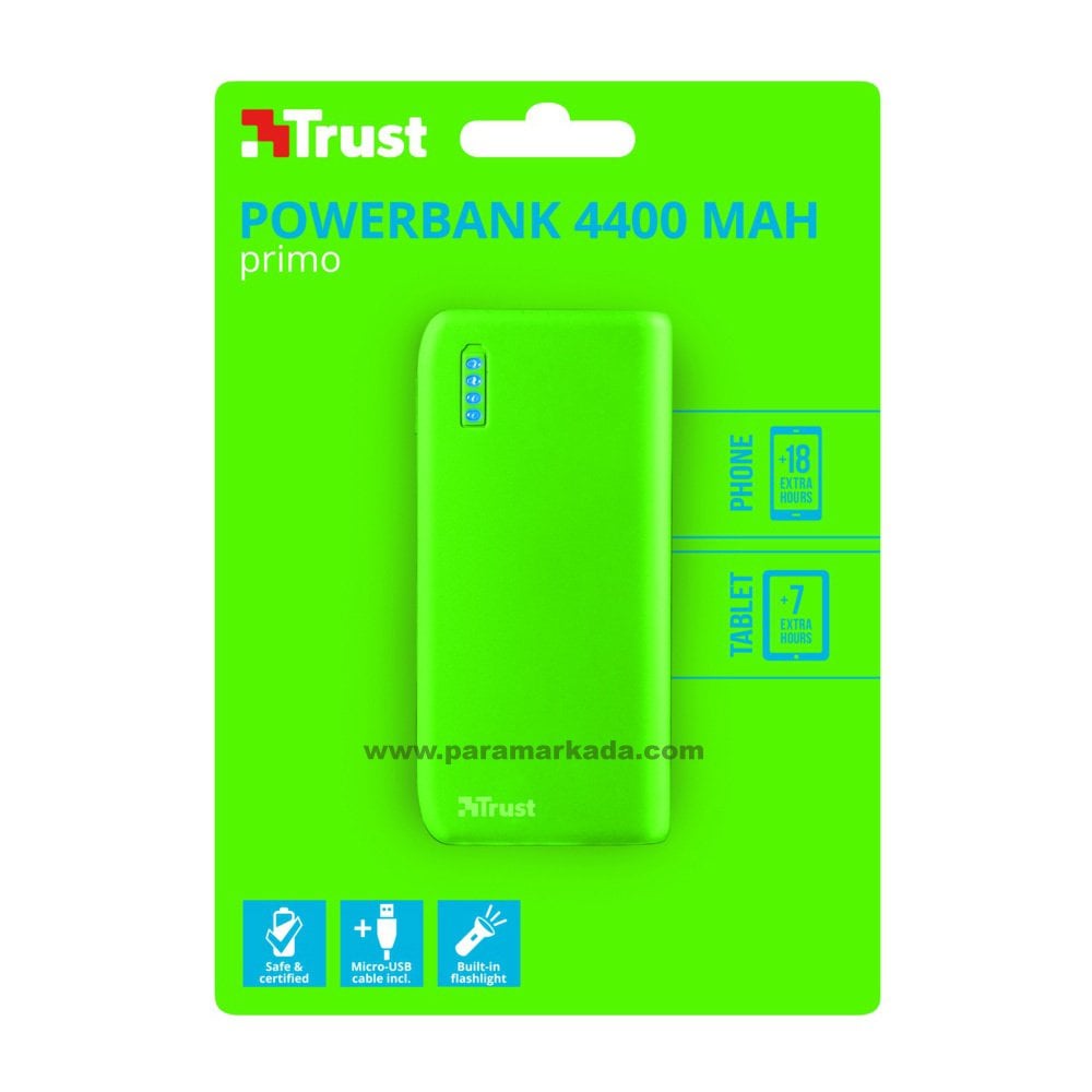 Trust 22058 Primo Powerbank 4400 mAh - Neon Green