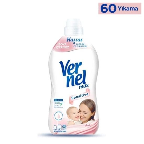 Vernel Max Konsantre Sıvı Çamaşır Yumuşatıcısı Sensitive 1440 ml - 60 Yıkama