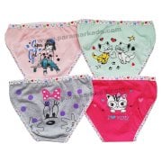 Tutku 0833 Kız Elastan Arkası Baskılı Bato - 4 Adet