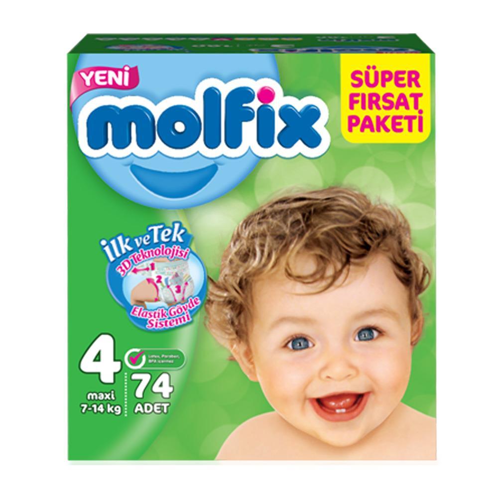 Molfix Bebek Bezi 4 Beden Maxi Süper Fırsat Paketi 74 adet