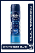 Nivea Men Erkek Sprey Deodorant Fresh Active 48 Saat Deodorant Koruması 150 ml