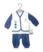 Baby Center Yenidoğan Baklava Desen Üçlü Takım - İndigo