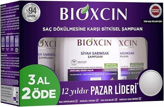 Bioxcin Siyah Sarımsak Saç Dökülmesine Karşı Bitkisel Şampuan  3 Al 2 Öde