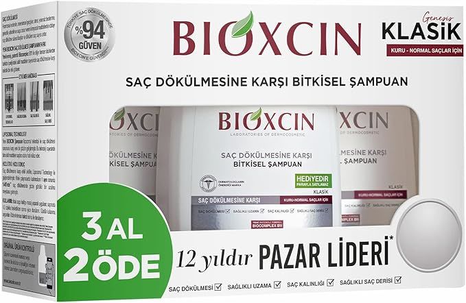 Bioxcin Kuru & Normal Saçlar İçin Saç Dökülmesine Karşı Bitkisel Şampuan 3 Al 2 Öde