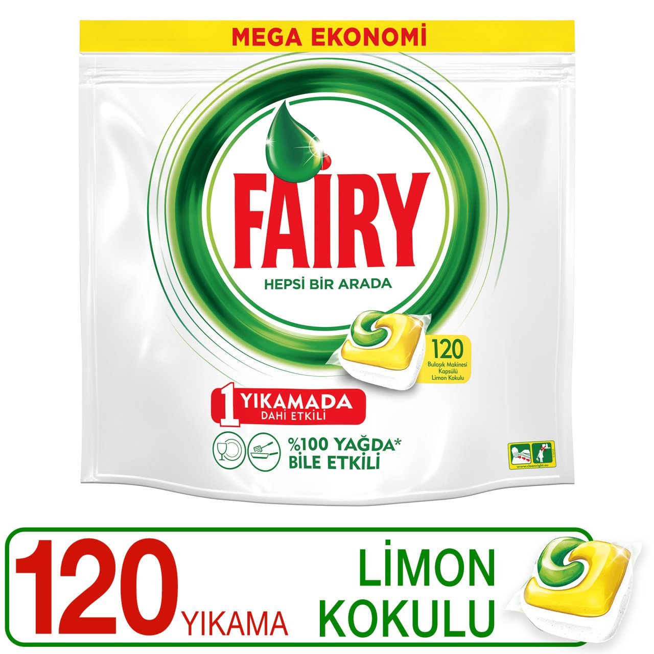 Fairy Hepsi Bir Arada Bulaşık Makinesi Deterjanı Kapsülü Limon Kokulu 120 Yıkama