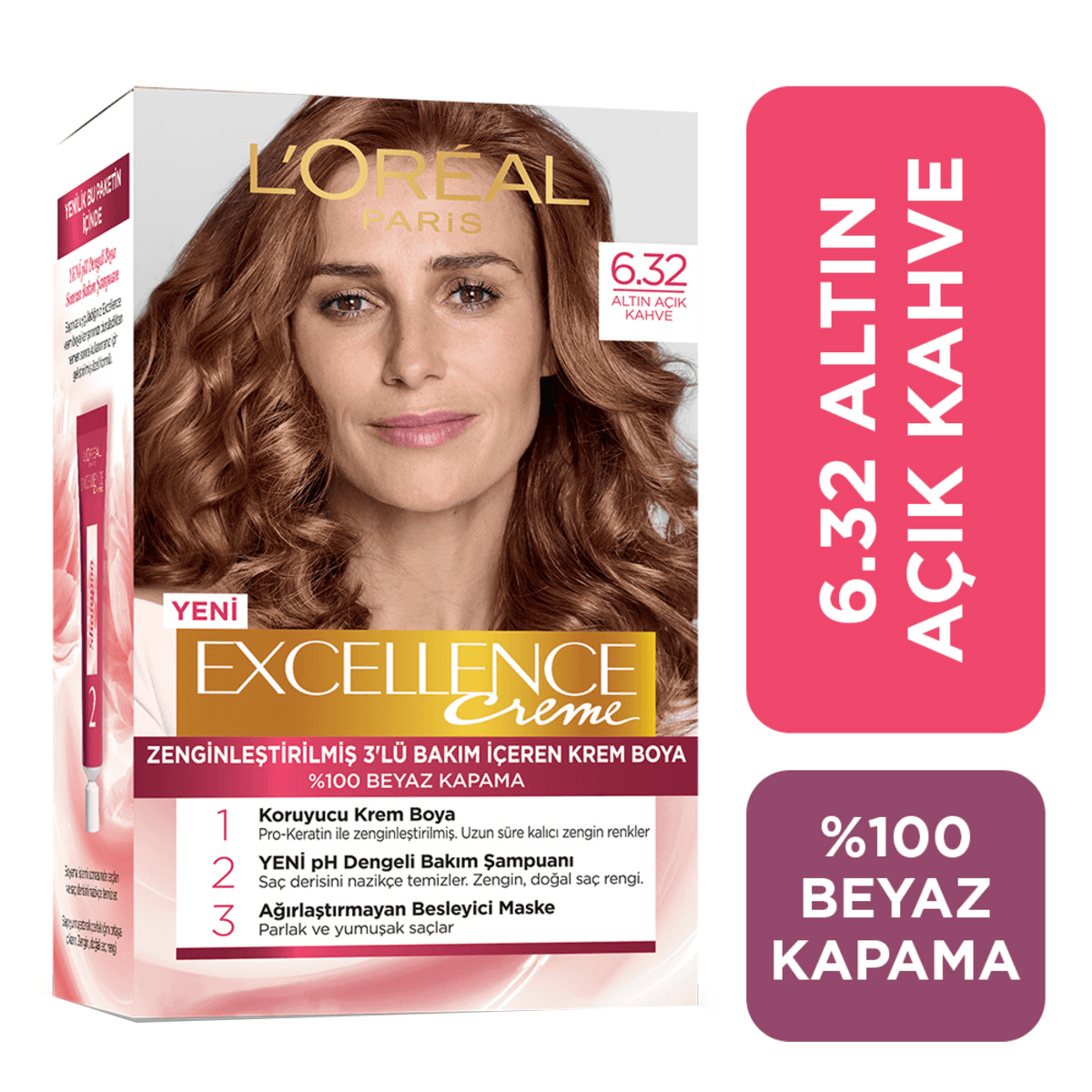 L'Oreal Paris Excellence Creme Saç Boyası 6.32 - Altın Açık Kahve
