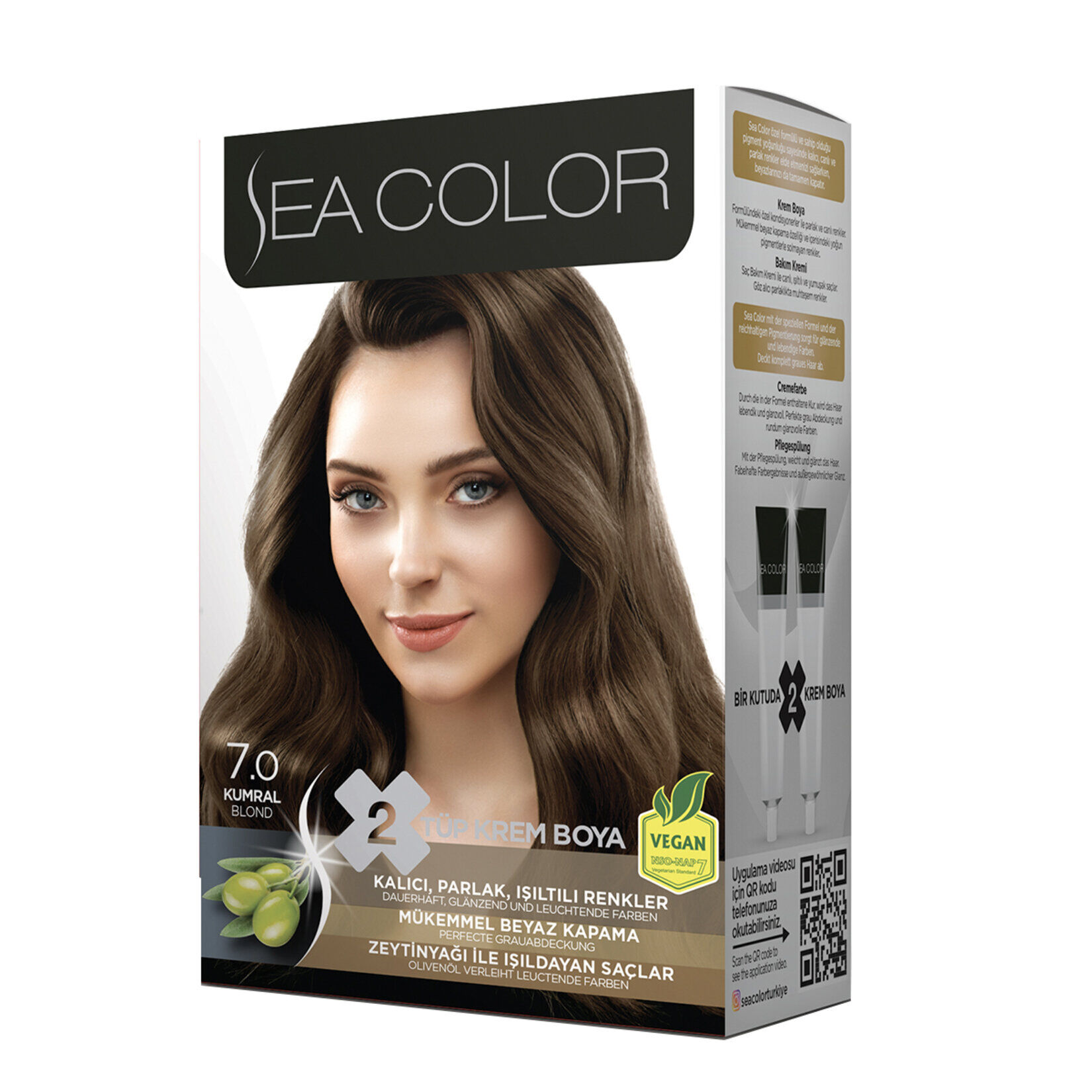 Sea Color Saç Boyası Seti Boya 7.0 Kumral 185 ml