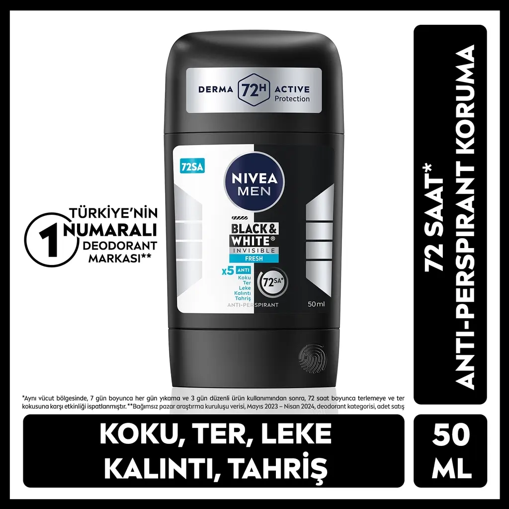 Nivea Men Erkek Stick Deodorant Black & White Invisible Fresh 50 ml